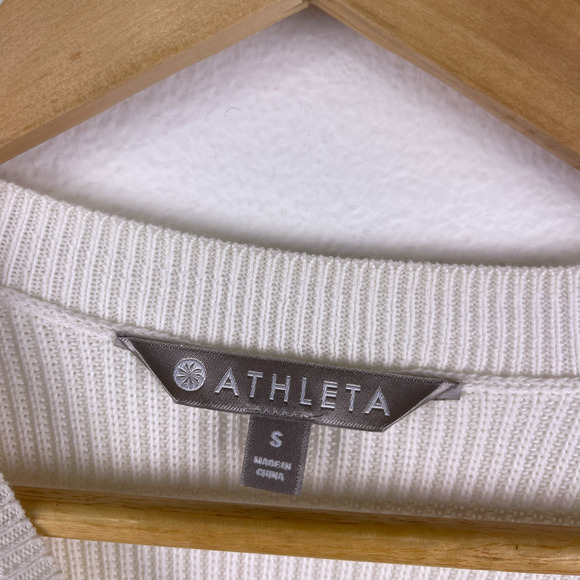 Athleta Asym Rest Day Ivory Sweater side slit Ivory Off White Knit Women's Small - Picture 4 of 8